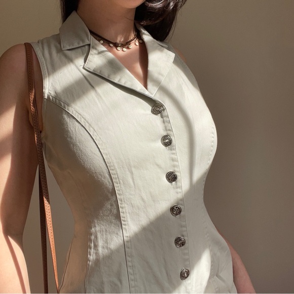 Vintage A BYER Khaki Button Up Romper - Picture 4 of 4